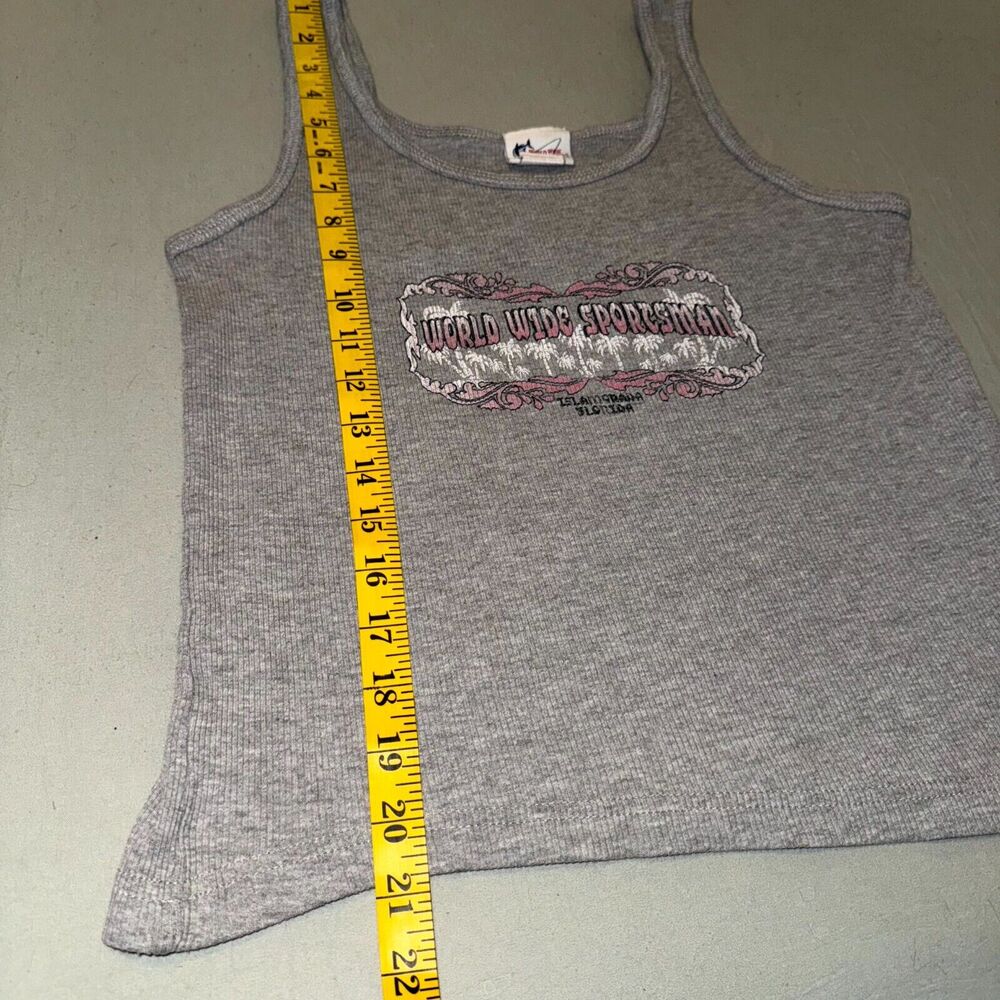 World Wide Sportsman Y2K Tank Women's Large Gray Knit Cotton Islamorada Florida - Picture 7 of 7